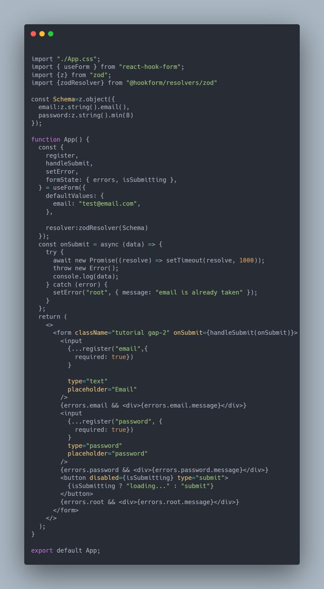 KosariNaveen's tweet image. Just learned about React Hook Form! 🚀 It's a game-changer for form handling in React. With simple APIs and great performance, it's now my go-to for forms. #ReactJS #ReactHookForm