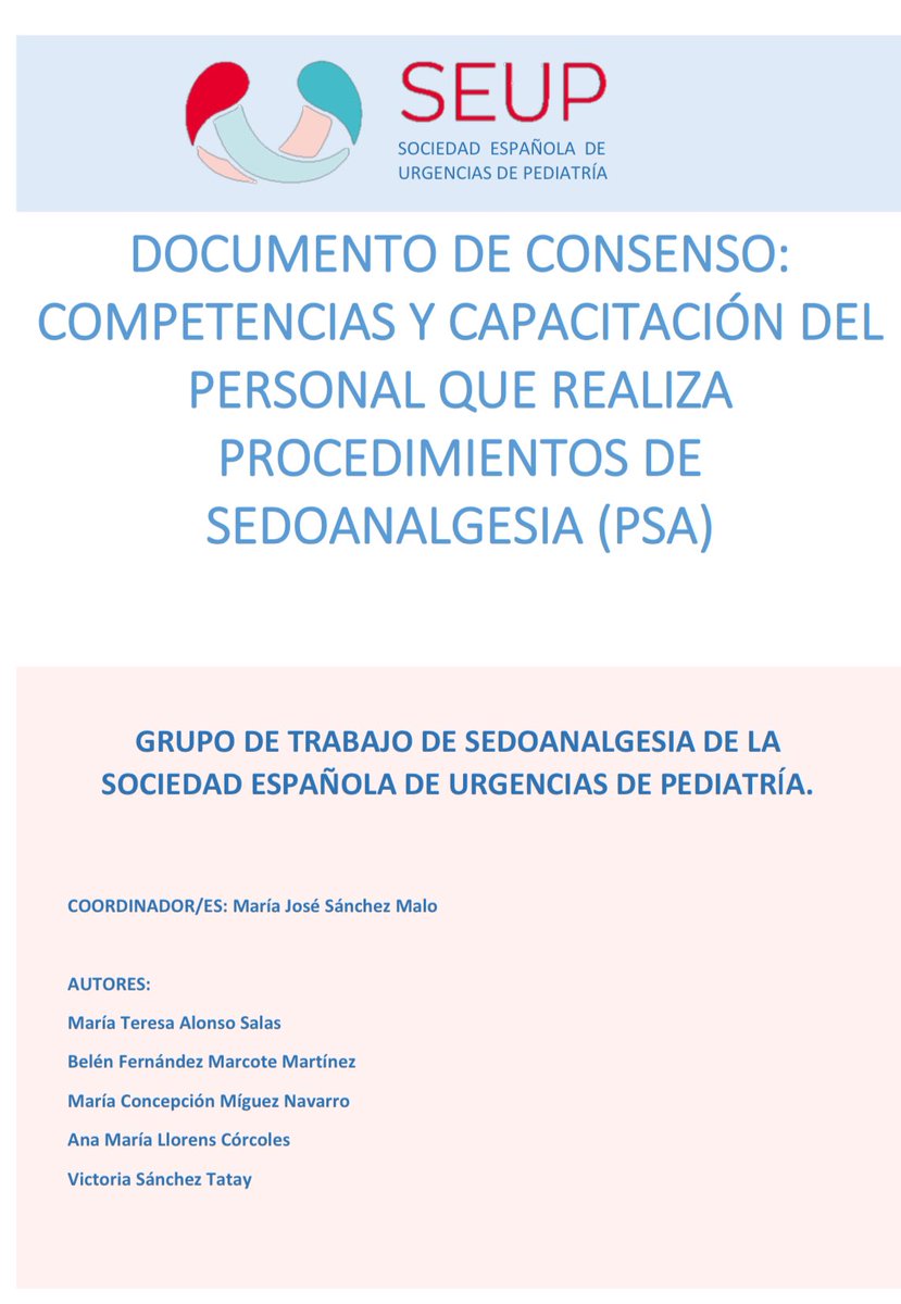 TSEUP's tweet photo. 🤕La realización de PROCEDIMIENTOS de SEDOANALGESIA es cada vez más frecuente en los Servicios de Urgencias Pediátricas. Para que se lleven a cabo en las mejores condiciones el GT de SEDOANALGESIA de SEUP ha elaborado este DOCUMENTO de CONSENSO 👉 https://t.co/DhuHjwZfkM https://t.co/EpJhQVhfX3