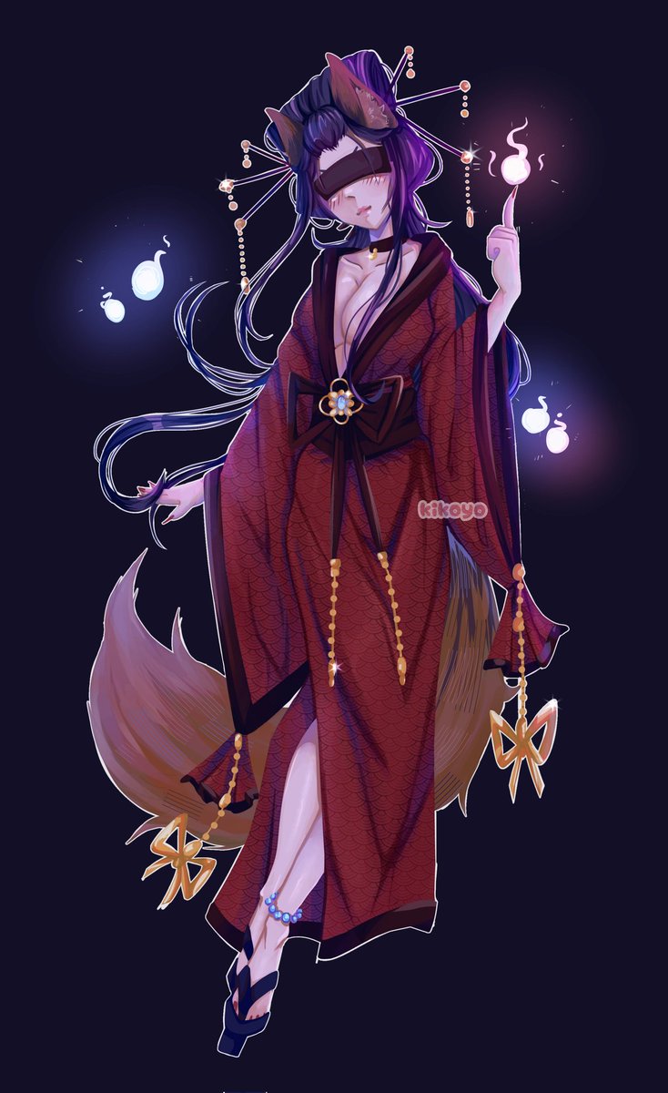 Kitsune woman who painted one evening.🩷
#kitsune #animeart