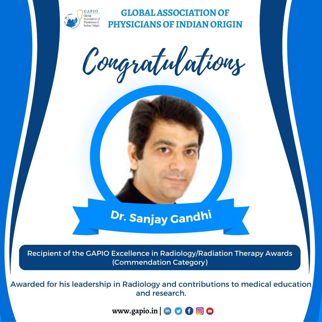 🎉 Celebrating Leadership in Radiology 🎉 Congratulations to Dr. Sanjay Gandhi on receiving the GAPIO Excellence in Radiology/Radiation Therapy Awards in the Commendation Category!  

#GAPIO #Radiology #RadiationTherapy #MedicalEducation #MedicalResearch