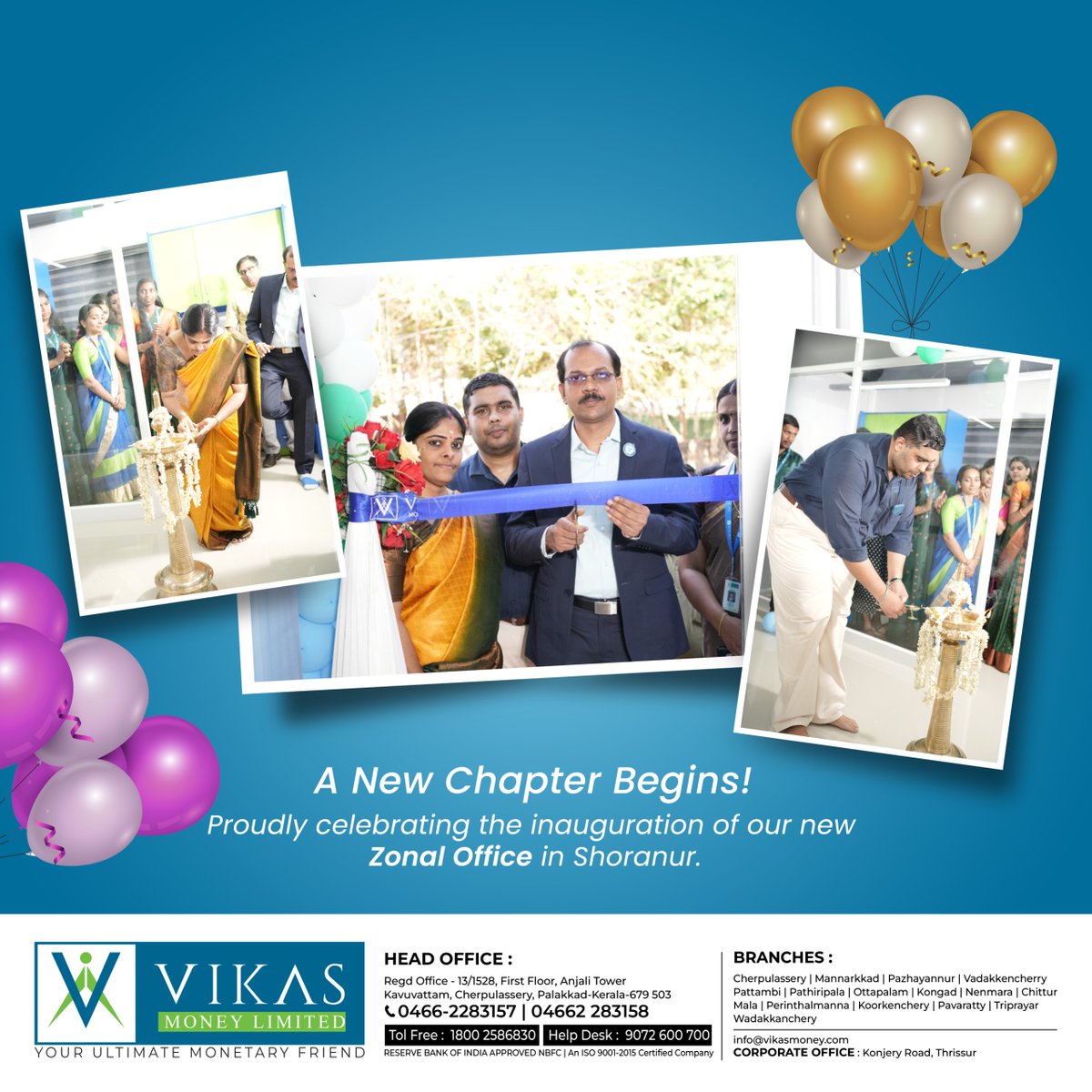 VikasmoneyL's tweet photo. The inauguration of our Shoranur zonal office marks a significant step towards our expansion plans.
#vikasmoney #zonalofficeshornur https://t.co/JFa1P43oak