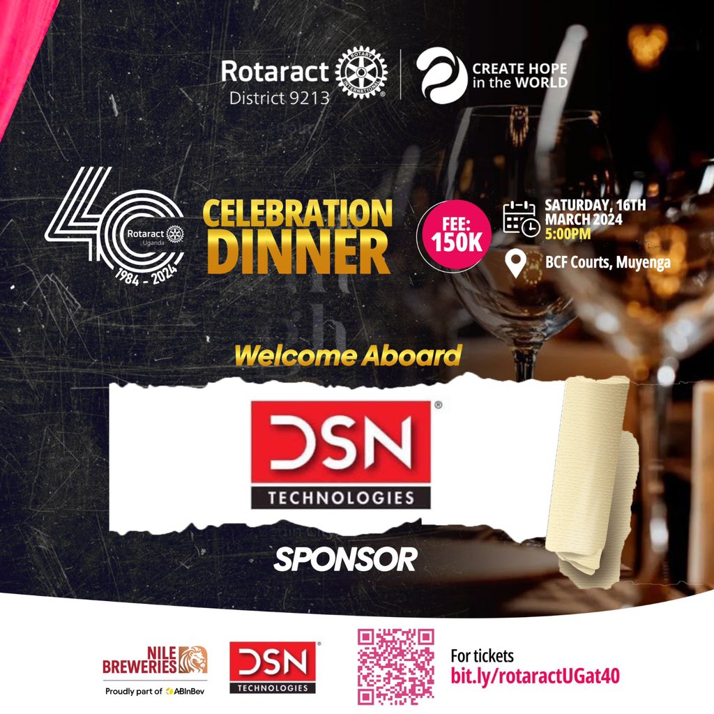 RotaractD9213's tweet image. We're delighted to share that @DsnComputers, the home of all brands of computers, laptops, desktops, CCTV cameras, printers, and accessories, along with repair services, has come on board as a sponsor for the #RotaractUGAt40 celebrations! Their support goes beyond just the…