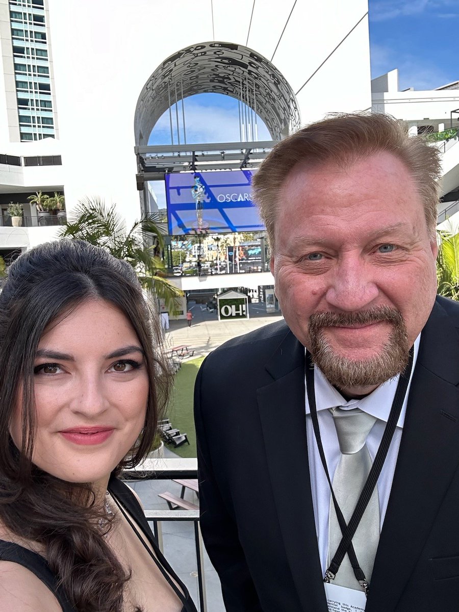 This year's #Oscars2024 coverage team. This was Erin's 1st show, my 22nd. Her coverage at kfiam640.com/oscars mine all Monday on air/line @KFIAM640 @iHeartRadio