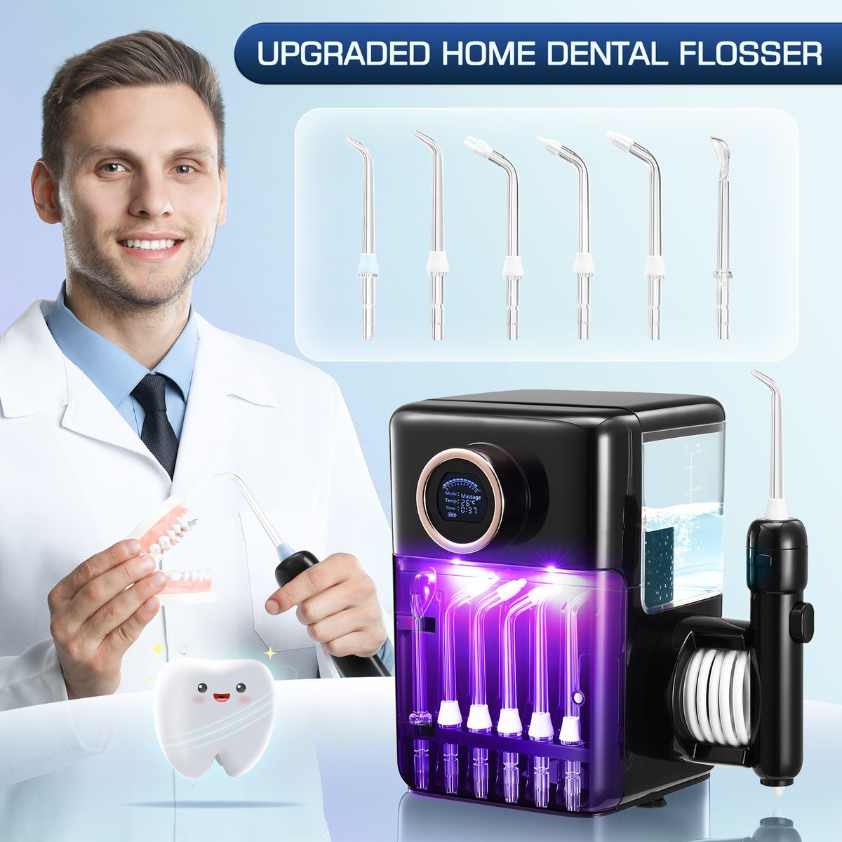 CrazySalesAus's tweet image. Water Flosser Tooth Cleaner Electric Oral Irrigator Dental Teeth Care 900ml Capacity With Filter UV Steriliser Black bit.ly/3PfOArp #waterflosser #teethcleaner #electric #oralirrigator #dentalcare #filter