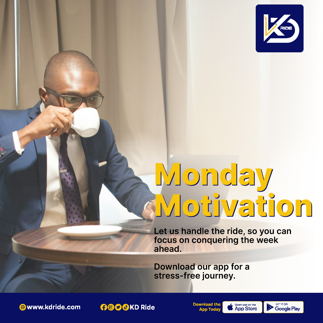kd_ride's tweet photo. Monday mornings made effortless!

Beat the traffic &amp; the hustle with our taxi-hailing app, arriving at your doorstep right on time. Say goodbye to stress and hello to productivity!

Let your creativity flow freely as you ride in comfort.

#tumechanuka #UkoSorted #RideNaKDRide https://t.co/zHsxscsxmE