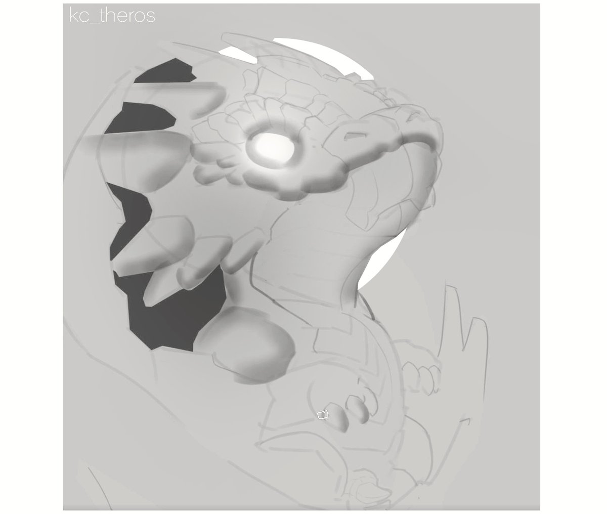 Wip of a 🀄️dragon hatchling for Mooncolony's contests