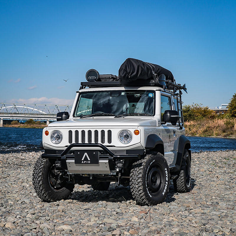 bakuretumaturi's tweet image. スズキジムニー専門のカスタムパーツブランド「APIO」。第15回爆裂祭ではアウトドアを目一杯楽しむ為にカスタムしたスズキジムニーシエラJB74カスタムコンプリートカーを展示！#APIO　#爆裂祭