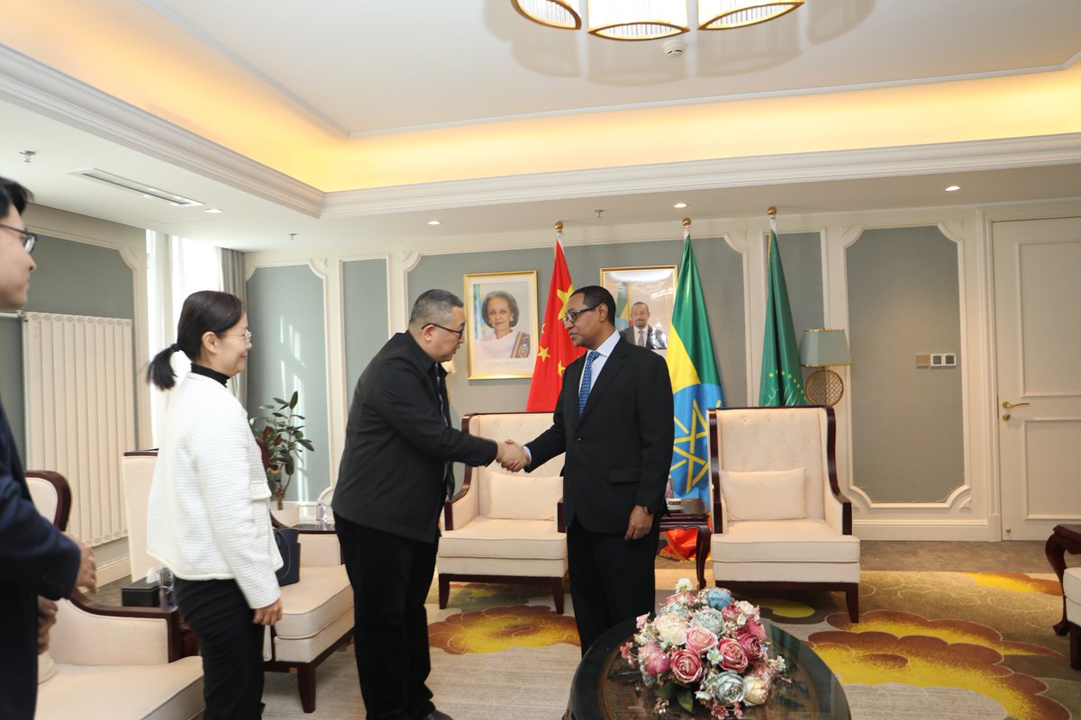 ETEmbassyPEK's tweet photo. Today.11thof March 2024. H.E. Amb.#Tefera Deribew has held a flourishing discussion with a delegation led by Mr. WANG Zhongmin, D/R of International Cooperation Center of Deep Space Exploration Lab (DSEL) on the possibilities of further enhancing cooperation in space science. https://t.co/SJgLwCqAsY