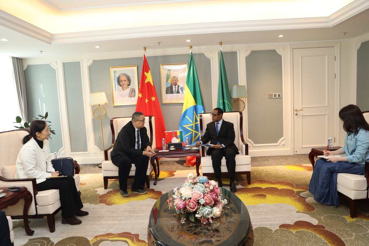 ETEmbassyPEK's tweet photo. Today.11thof March 2024. H.E. Amb.#Tefera Deribew has held a flourishing discussion with a delegation led by Mr. WANG Zhongmin, D/R of International Cooperation Center of Deep Space Exploration Lab (DSEL) on the possibilities of further enhancing cooperation in space science. https://t.co/SJgLwCqAsY