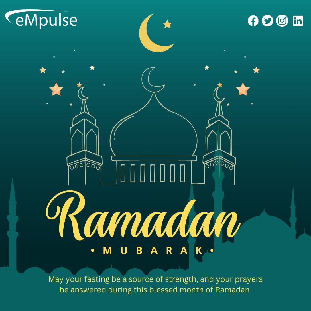 May your fasting be a source of strength, and your prayers be answered during this blessed month of Ramadan. Ramadan Mubarak. Ph- 63643 96848 Email - sales@empulseglobal.com Visit Us: empulseglobal.com #empulseglobal #ramadankareem #RamadanMubarak #BlessedMonth