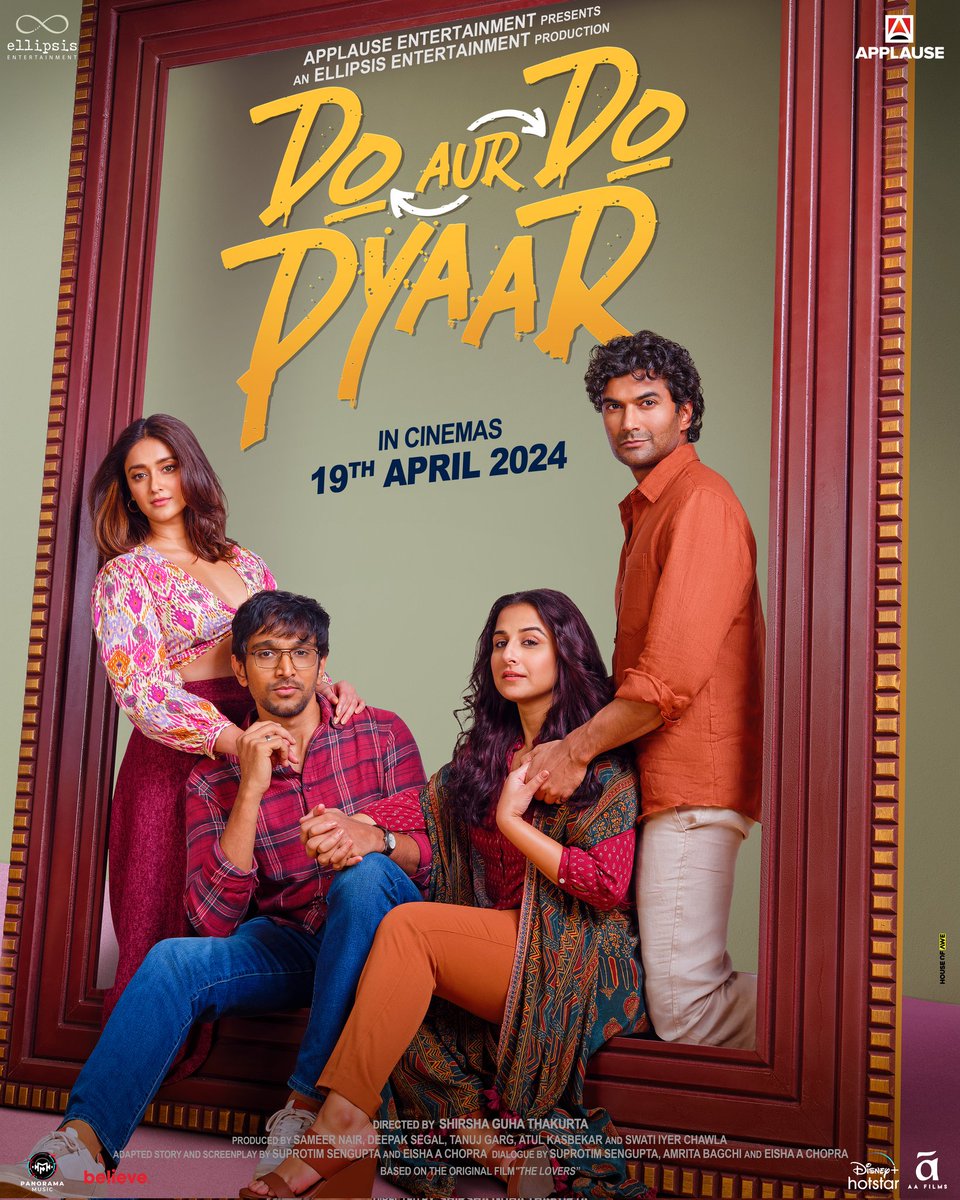 Make a date with your date, as our fun and heart-warming romantic musical, "DO AUR DO PYAAR", lands in cinemas on Friday, 19th April 2024.

#doaurdopyaar #dadp

<a href="/ApplauseSocial/">Applause Entertainment</a>
<a href="/vidya_balan/">vidya balan</a> <a href="/pratikg80/">Pratik Gandhi</a> #ileanadcruz @Sendhil_Rama <a href="/nairsameer/">Sameer Nair</a> <a href="/tanuj_garg/">TANNUJJ GARG</a> <a href="/atulkasbekar/">atul kasbekar</a> <a href="/swatiiyer/">Iyerish</a>