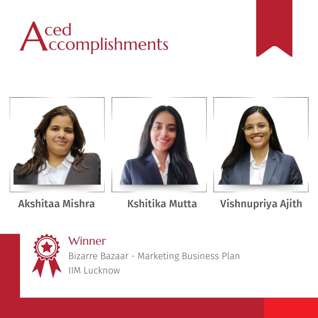 K J Somaiya Institute of Management congratulates Akshitaa Mishra, Kshitika Mutta, and Vishnupriya Ajith (@VishnupriyaAji2) (MBA, 2022-24) for securing First position in Bizarre Bazaar, an event that challenged teams to devise innovative marketing business plans, hosted by Indian…