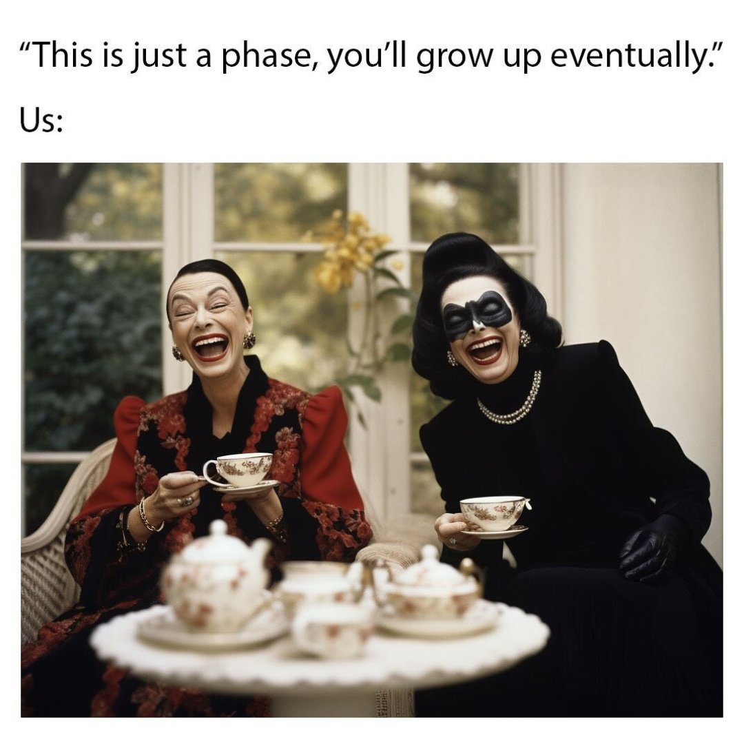 punkraveau's tweet photo. They called it a phase, we call it our forever mood ๐ค
#memes #gothmemes #joyful #endlesslaughs #goths #meme #forevermood https://t.co/LwkYP7El3k