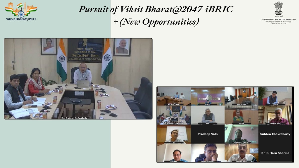 @rajesh_gokhale Secretary @DBTIndia Chaired a meeting of the Directors and scientists of BRIC+ institutions on 9th March 2024 to discuss bio-vision for the next 5 years and a road map for pursuit of #ViksitBharat2047. @DrJitendraSingh @unescorcb @ICGEBNewDelhi