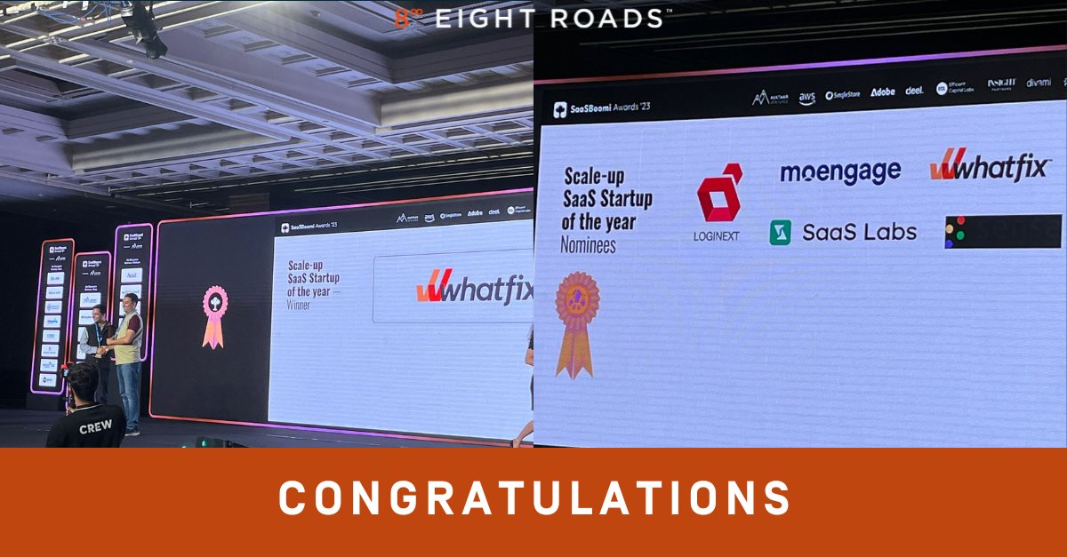 As firm believers in the #saas opportunity in 🇮🇳 it was wonderful to see 3 of our partner companies @whatfix , @moengage & @saas_labs nominated for the Scale-Up SaaS Startup of the year at @SaaSBoomi Annual. Congratulations to the entire Whatfix team for winning the award!🙌🏆