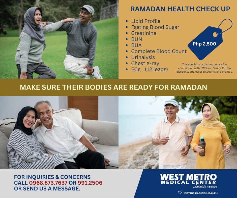 WestMetro15's tweet photo. To maximize on the benefits and rewards of the blessed month of Ramadan for all members of the family, especially the elderly and those with health conditions, it is crucial to prepare beforehand, including health check ups.
See your doctor, for yourself and for your loved ones. https://t.co/HiwcFdPl17