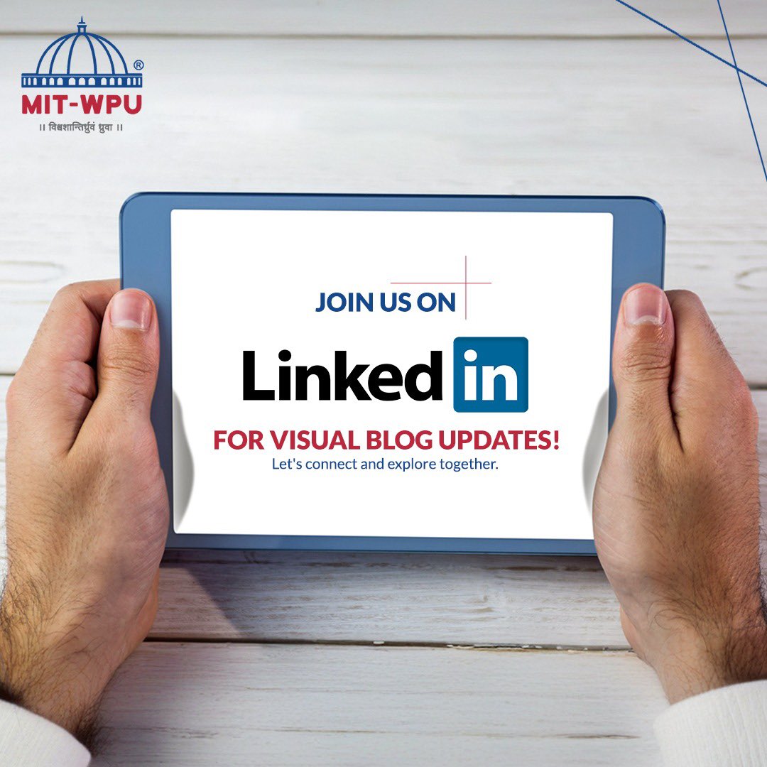 MITWPUOfficial's tweet photo. Embark on a visual journey with MIT-WPU!
We’ve just launched our exclusive visual blogs on LinkedIn. Connect with us for a daily dose of insights and inspiration.
Let’s explore together!
#MITWPU #Blogs #University #LinkedIn #MITWPUBlogs #LinkedInConnect #WorldPeaceUniversity https://t.co/vxL8lu5GcQ