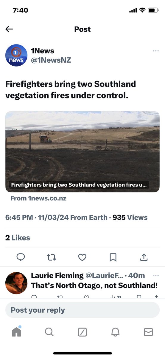These are fires in the Waitaki in Otago. Is this an auto correct thing - when South Island becomes Southland, or do some think the South Island, and Southland are interchangeable?