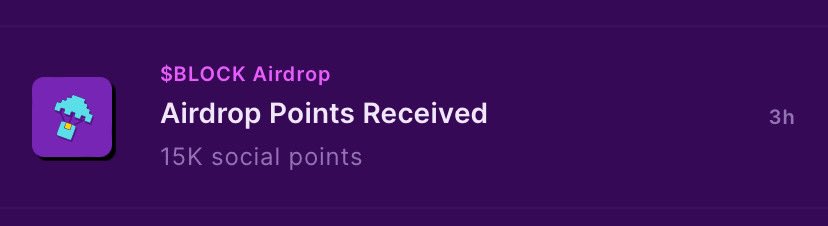 15k $BLOCK AIRDROP POINTS

is that good or bad??

COMMENT BELOW YOUR TOTAL 👇👇👇👇👇👇👇

🟪 LIKE for a 5x BOOST
🟪REPOST for an additional 8X BOOST
🟪FOLLOW FOR BOOST MULTIPLIER