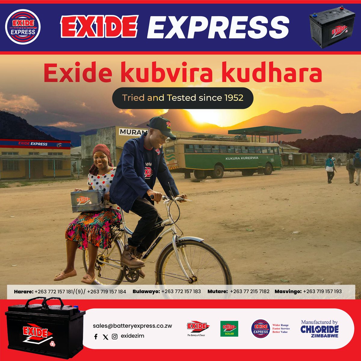 We produce quality, durable & reliable batteries. Do the right thing, buy the original tried and tested Exide battery from our nationwide Exide Express shops or authorized dealers. #thebatteryofchoice #triedandtestedsince1952 @KUDZIELISTER2 @Mavhure @IdeasZaka @EsteemComms