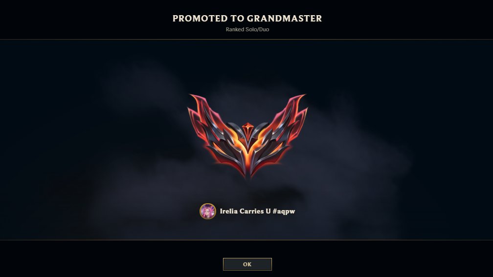 Got GM again first picking Irelia top most games after tilting out of my mind. However, i am going to take a few days off to watch some games and reset mental. I apologize for my attitude lately its just been really stressful cuz I wanna get to challenger asap again and pump out…