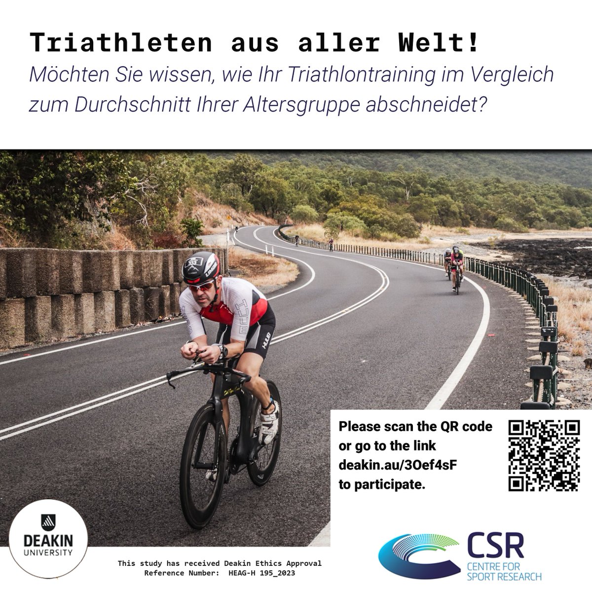 Nehmen Sie an unserer globalen Studie zur Trainingsbelastung von Triathleten teil! 🔍 Exportieren Sie Daten aus 6 Monaten aus TrainingPeaks und füllen Sie eine kurze Umfrage aus. 🌟 Melden Sie sich jetzt an: deakin.au/3Oef4sF #TriathlonResearch #TrainingLoad 🌍🚴🏃🏊