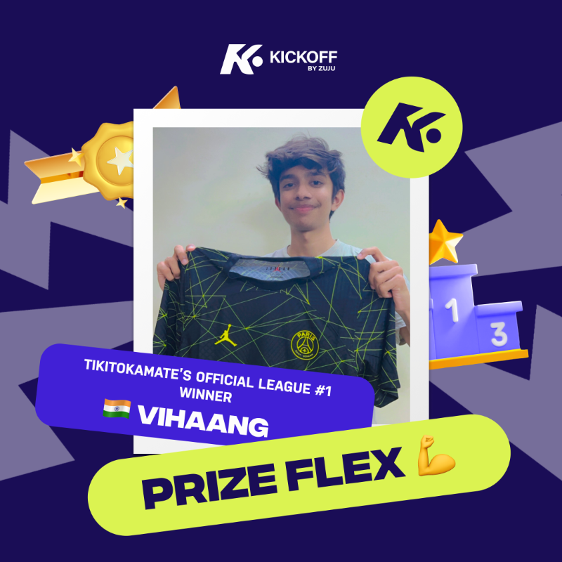 kickoffbyzuju's tweet image. 𝐏𝐑𝐈𝐙𝐄 𝐅𝐋𝐄𝐗 💪 Vihaang from India does it again! He won last season’s PSG fourth kit by topping Tikitokamate’s Official League! Congratulations!

Join our free-to-play prediction leagues before it’s too late! ➡️ bit.ly/ZujuAvailableL…

#KickoffbyZuju #PrizeFlex