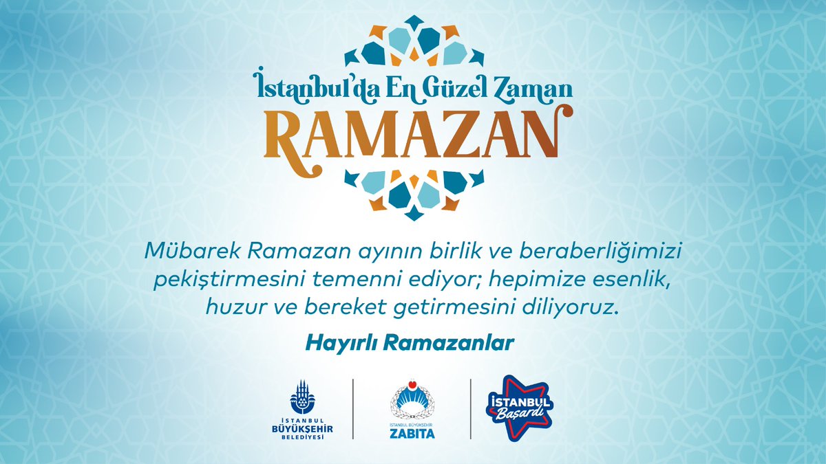 Mübarek Ramazan ayının birlik ve beraberliğimizi pekiştirmesini temenni ediyor; hepimize esenlik, huzur ve bereket getirmesini diliyoruz.