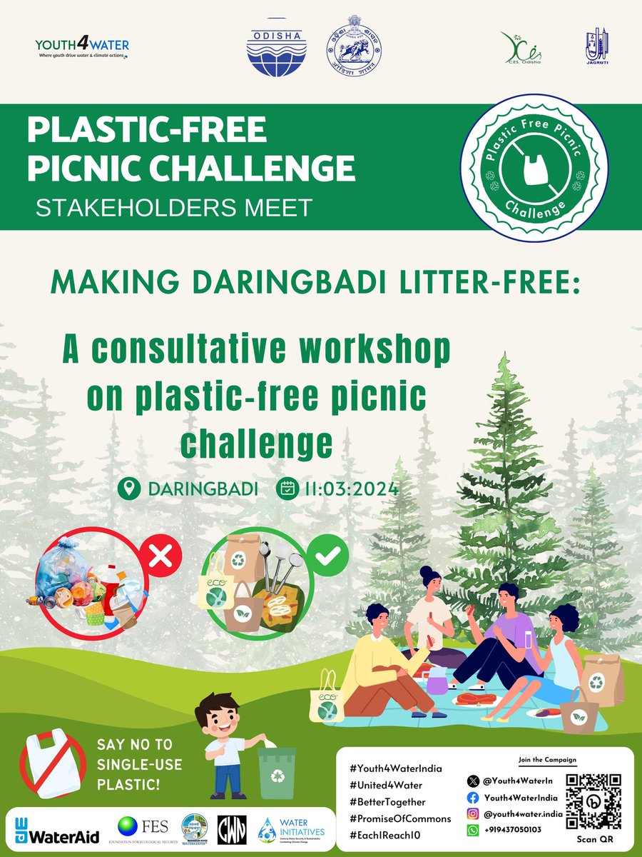 Happening today..

Making daringbadi picnic spots litter free.

 A consultative workshop on plastic -free picnic challenge

#plasticfreechallenge 
#PlasticFreePicnicChallenge 
#Youth4WaterIndia