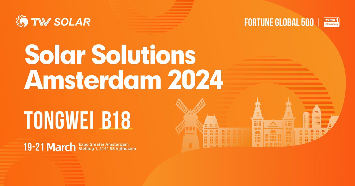 Tongwei_Solar's tweet image. TONGWEI is thrilled to showcase our latest G12R series products at #SolarSolutions2024 Amsterdam. Visit us for an exclusive look! Join us for an inspiring journey into solar technology!

📅 Dates: 19-21 March
📍 Location: Booth B18, Expo Greater, Amsterdam