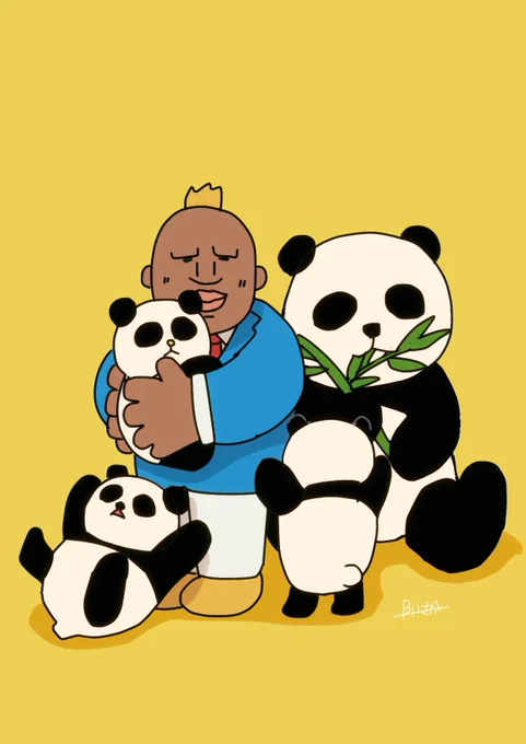 今日はパンダ発見の日らしいのでボーマンとパンダを描きました 