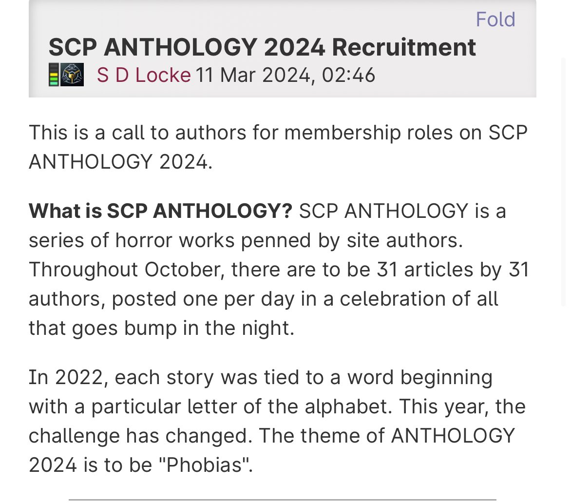 It’s happening. I am seeking participants for an SCP site event scheduled for this October. SCP ANTHOLOGY 2024🔗⬇️ #SCP #SCPFoundation