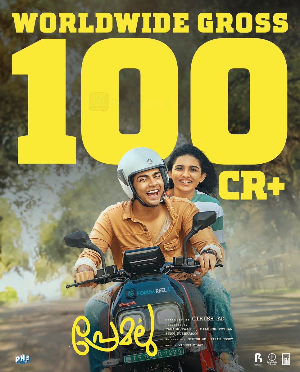 gowri74's tweet photo. Celebration time for #Premalu! 🎉💰 Surpassing ₹100+ Crs worldwide, love and success know no boundaries! ❤️ 

#PremaluWorldwideSuccess #BoxOfficeTriumph #BlockbusterLoveStory #HeartwarmingSuccess https://t.co/CgouhC4V5C