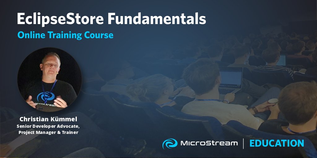 Hone your skills! Join the free #EclipseStore Fundamentals training with Christian Kuemmel powered by #JAVAPRO! March 13 at 5:00 - 9:00 PM CET. Get your free ticket: bit.ly/3tQqhsD javapro.io/events/event/e… @JAVAPROmagazin #Persistence #Microservices #MicroStream