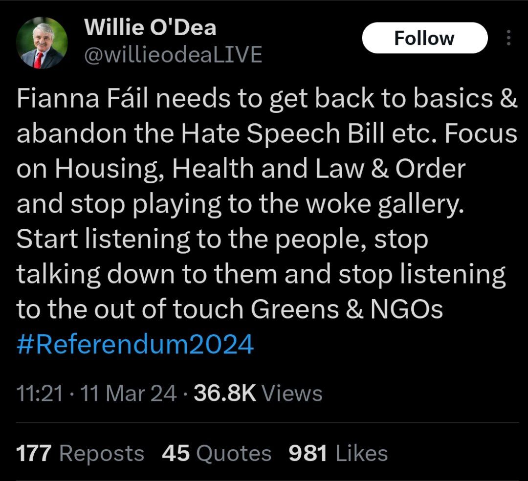 KeithWoodsYT's tweet photo. 🇮🇪 Senior government politician warning his party needs to abandon hate speech bill, stop being woke and "start listening to the people"

Establishment politicians in Ireland are starting to realise the rise of populism is a credible threat to their political careers

Keep the pressure on!
#IrelandBelongsToTheIrish
#IrelandIsFull