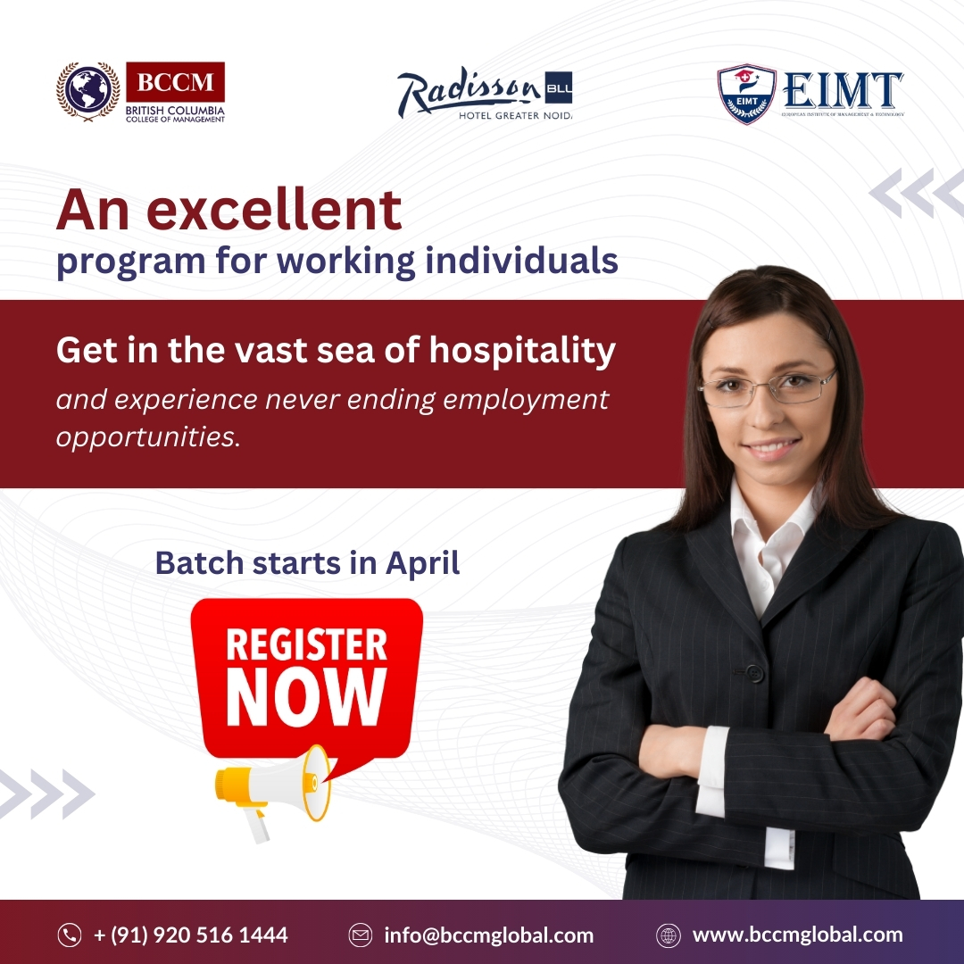 bccm_global's tweet image. Ready to transform your career with BCCM Global hospitality program? April batch enrolling now! Join us and explore infinite career possibilities. #HospitalityEducation #BCCMGlobal #AdvanceYourCareer #EducationMatters #CareerSuccess #HospitalityPros #StudyHospitality #Executive