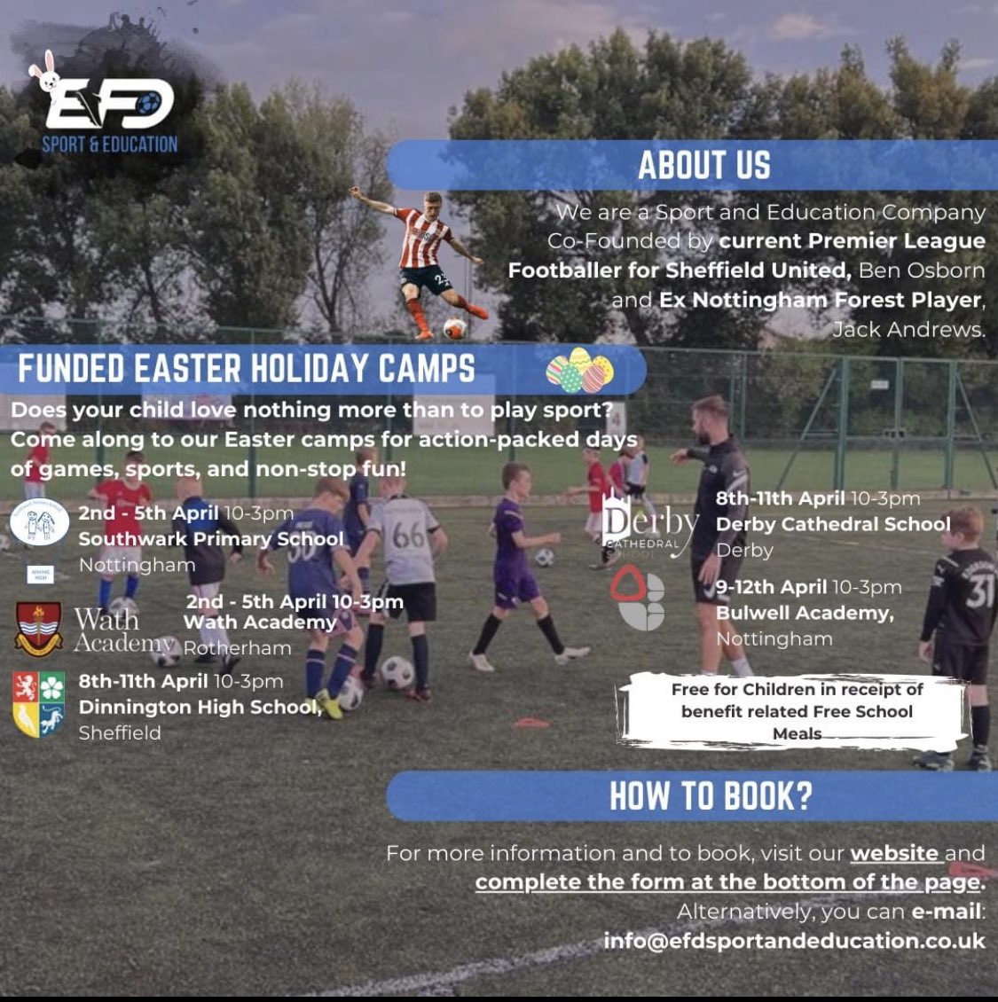 We believe that all children should have the opportunity to participate in sport 🫶🏻. We’re proud to be working with various local authorities to offer our Multi Sport HAF Camps across Derbyshire, Nottinghamshire and South Yorkshire this Easter ⚽️🏏