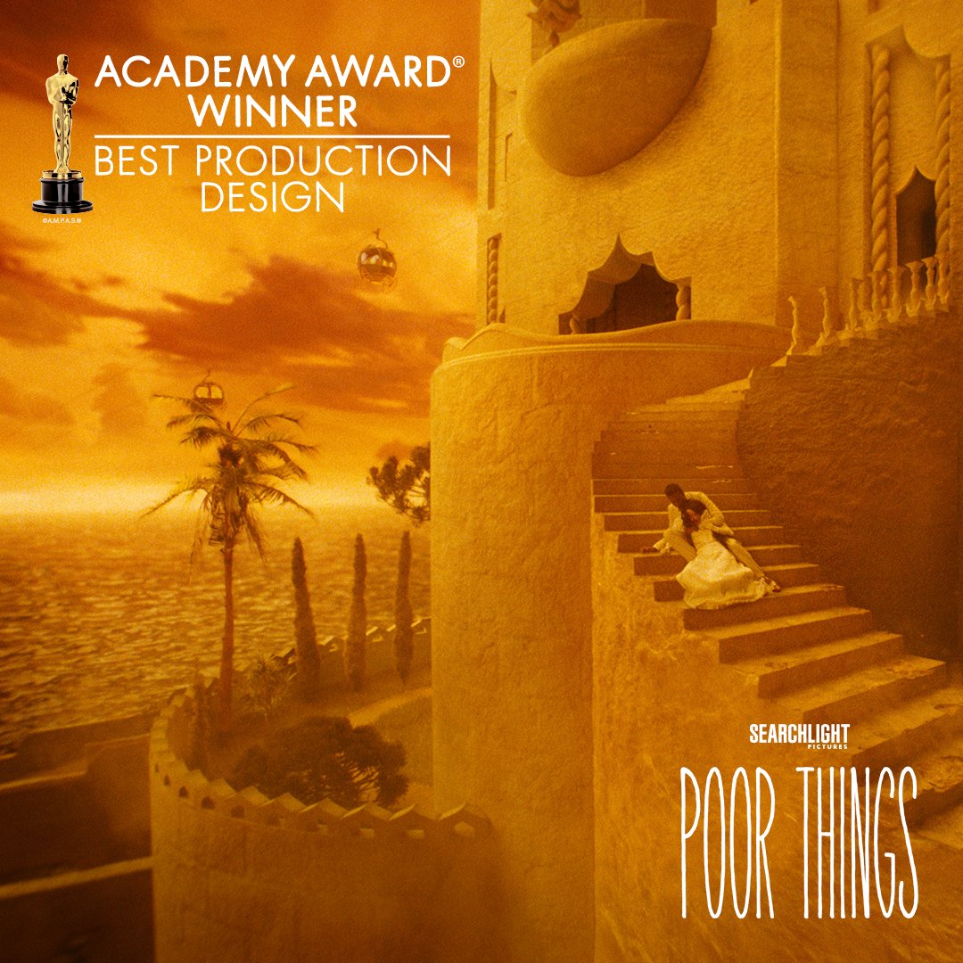 James Price, Shona Heath & Zsuzsa Mihalek have won Best Production Design for Poor Things at the 96th Academy Awards! #PoorThingsFilm #Oscars