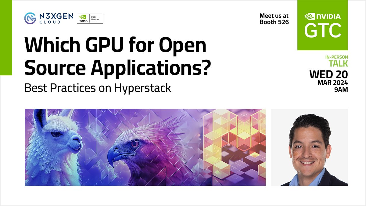 Hyperstackcloud's tweet image. What’s the right GPU setup for you?
Join Sebastian, our Senior AI Specialist, at @NVIDIAGTC on 20th March to find out!
Learn about scaling #OpenSource #AI workloads with #Hyperstack’s GPU cloud platform.
See you there!
#GTC2024 #GTC #ArtificialIntelligence #OpenSource #GPU…