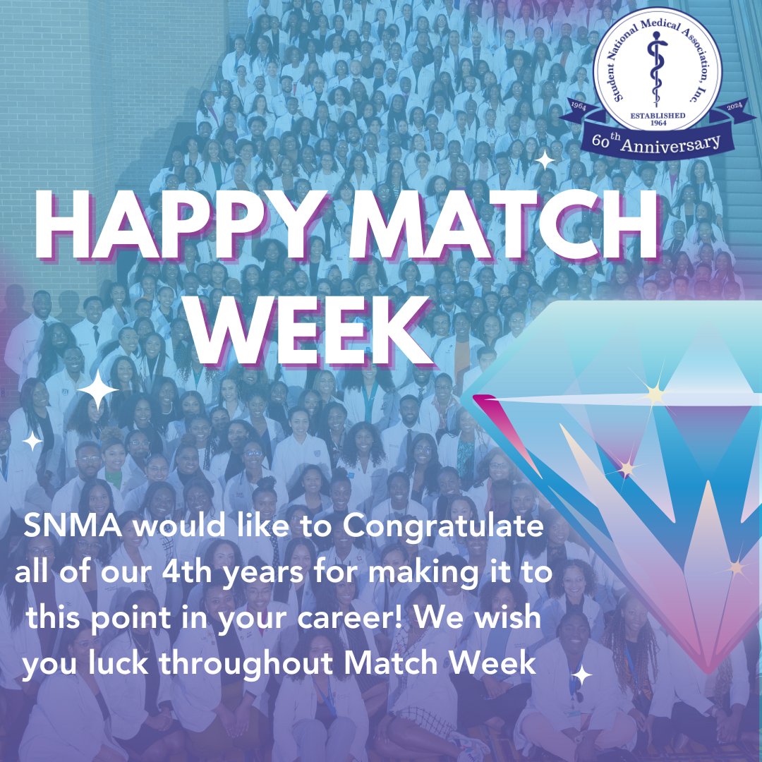 Happy Match Week #SNMADiamondClass 💎🎉

As you embark on this pivotal moment in your medical journey, we want to extend our heartfelt wishes for success to those participating in the Match cycle and those navigating the SOAP process.