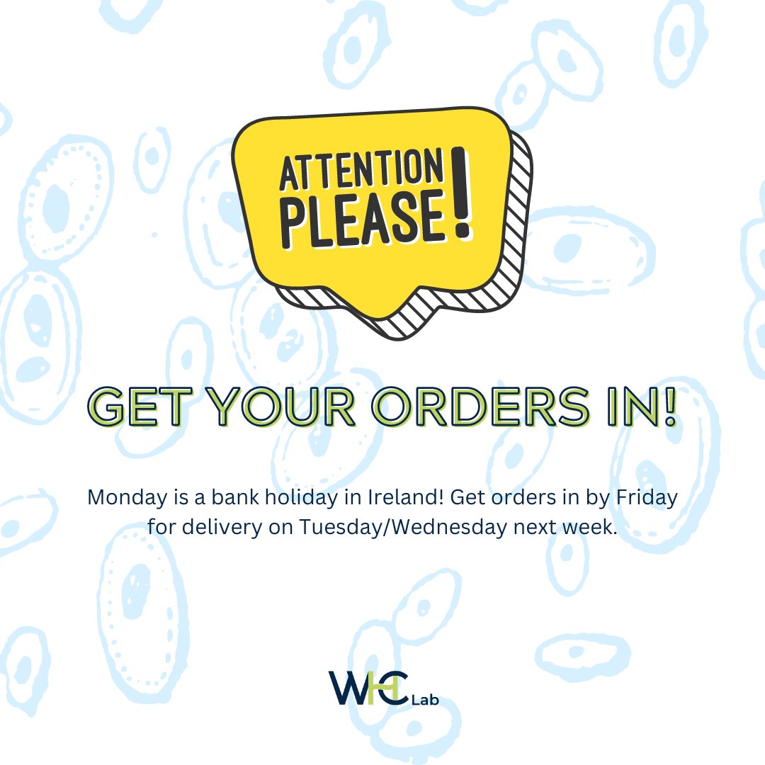 Please note that this Monday is a bank holiday in Ireland ☘️ For orders delivered Tues/Wed next week, get your orders in by this Friday the 15th March. Please note that our cut-off times for website orders is 1pm, and 11am for orders placed directly through our sales team.