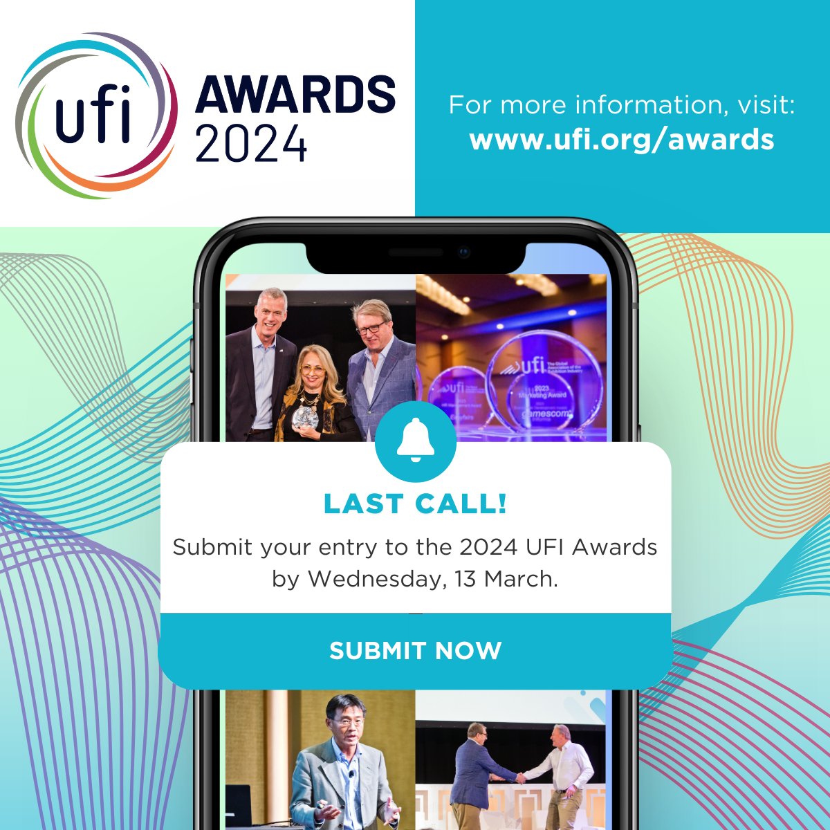 UFILive's tweet photo. 🔜 LAST CALL for the 2024 UFI Awards! Submit your entry by 13 March.

🏆 Don't miss out on the chance to showcase your company or team's outstanding achievements on a global stage.

🔗 For more info, visit: https://t.co/ie1zEMBlY8

#ufi #ufiawards #eventprofs https://t.co/bmyjBmrpcw