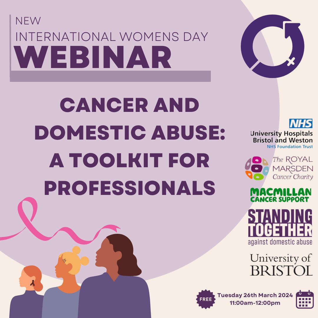 #InternationalWomensDay Webinar! Join us and @MacmillanCancer on Tuesday 26th March between 11am – 12pm for the launch of the new cancer and domestic abuse toolkit. To register please follow this link ow.ly/OAcj50QLoiZ