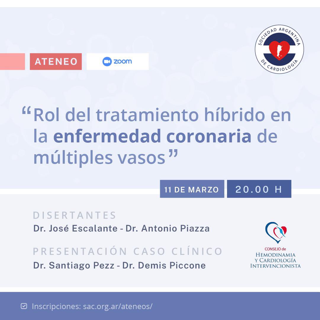 En el día de hoy damos inicio al ciclo de ateneos del consejo de hemodinamia y cardiología intervencionista de la <a href="/SAC_54/">Sociedad Argentina de Cardiología</a> . Los esperamos!

📌 Hoy 20hs
📌 Inscripción: sac.org.ar/evento/rol-del…