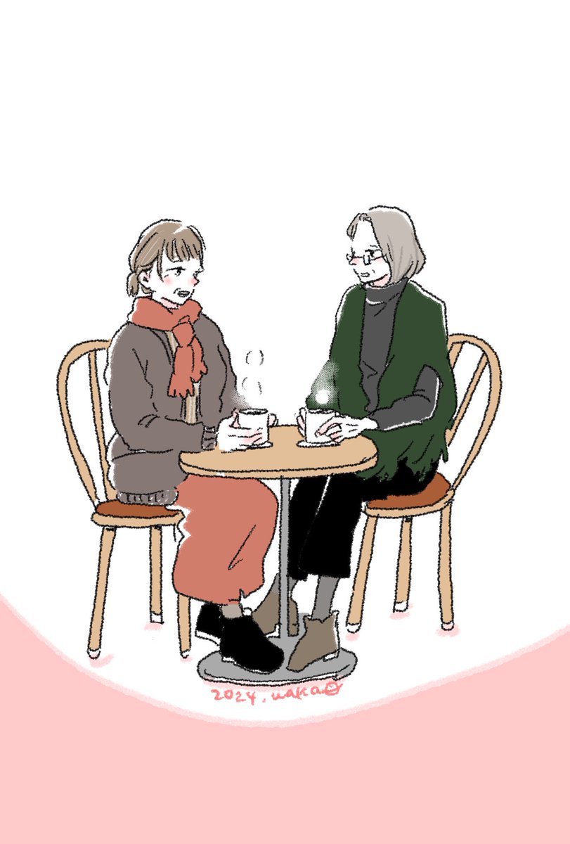 scarf sitting 1boy glasses brown hair blush cup  illustration images