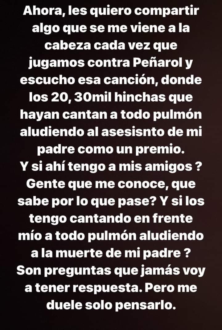 cerrense_uy's tweet photo. @Punto_Penal Hablan del afuera y hacen oidos sordos a la violencia dentro de la cancha con cantos en las tribuna festejando una muerte y amenazando de mas. Esto escribio el hijo de Damian Da Cunha despues... https://t.co/XYK1jeyBeH
