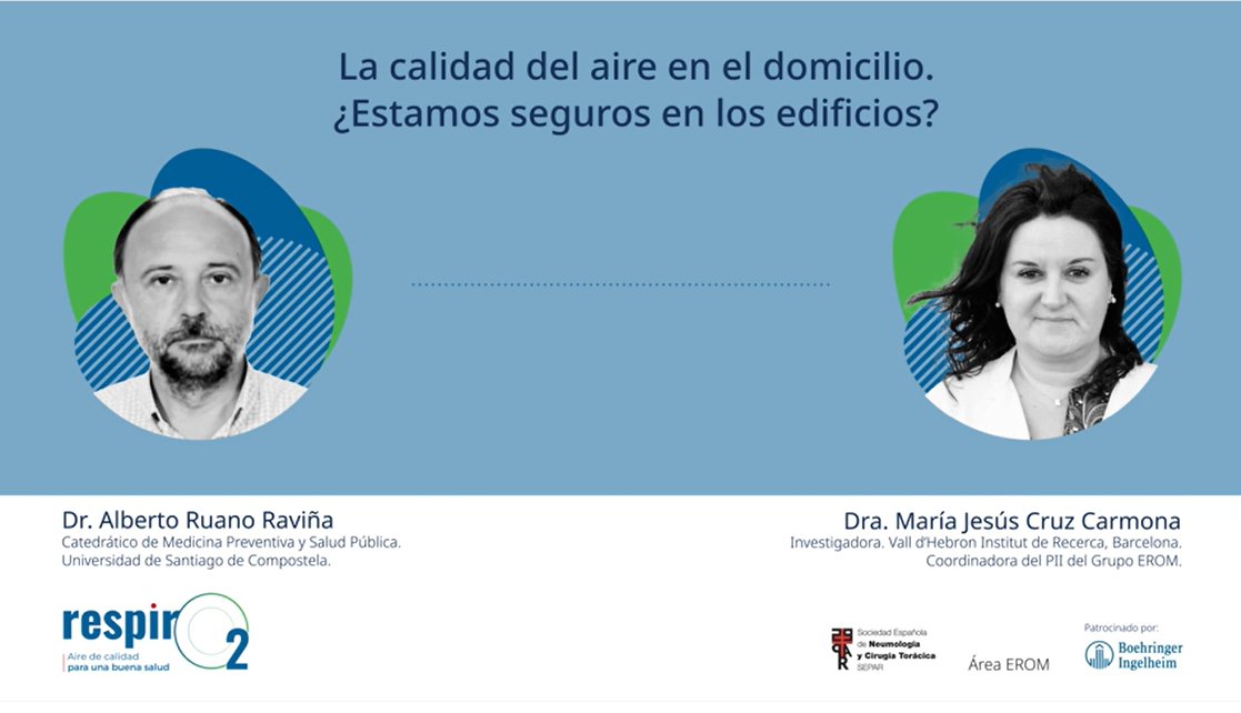 🎧 Disponible el tercer episodio de Respiro2. ➡️ El Dr. @albertoruano8 y la Dra. María Jesús Cruz Carmona exploran el tema de la calidad del aire en los edificios. 🔗 Escúchalo en Spotify: n9.cl/fwe92 🤝 Con la colaboración del Área EROM y @BoehringerES