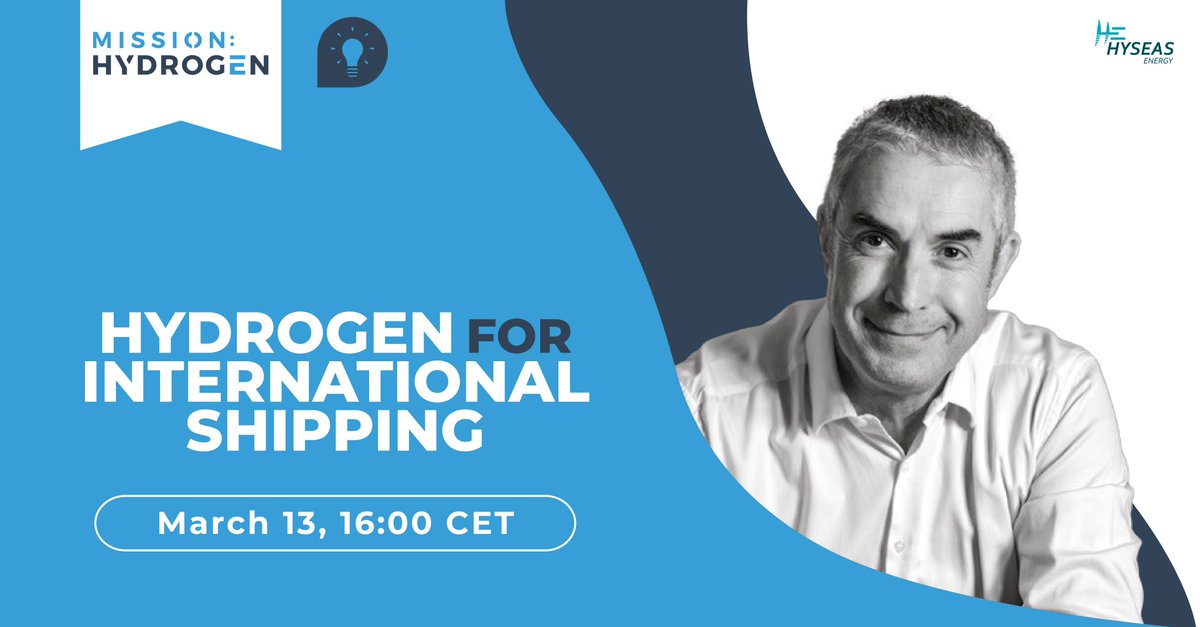 💡 "#Hydrogen for International #Shipping" - Join our FREE #WEBINAR on March 13: mission-hydrogen.com
#missionhydrogen #h2 #cleantech #greentech #energytransition #sustainability #future