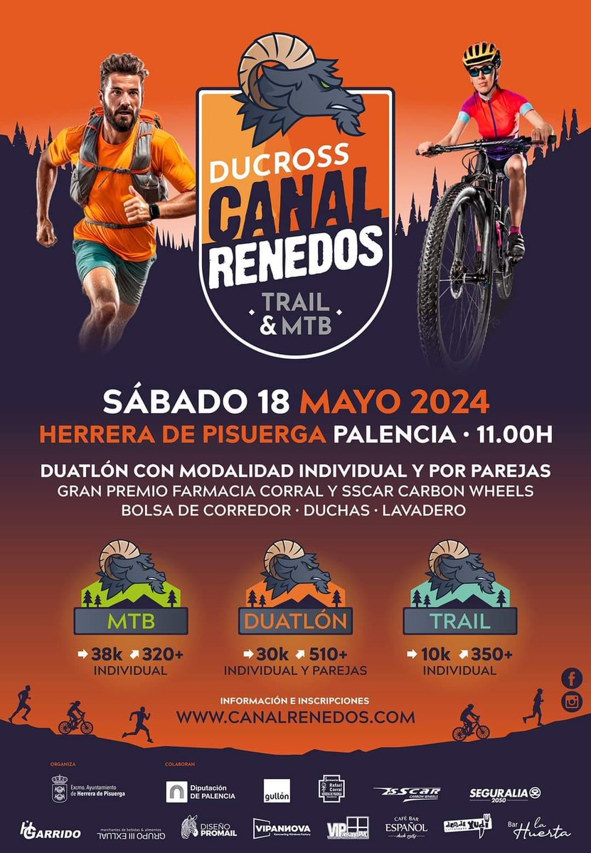 DUCROSS CANAL RENEDOS, TRAIL Y MTB sábado 18. mayo 2024 HERRERA DE PISUERGA, #Palencia Te lo contamos 👇👇👇👇 agenda.diputaciondepalencia.es/evento/ducross… #agendapalencia #Trail #Running #mtb