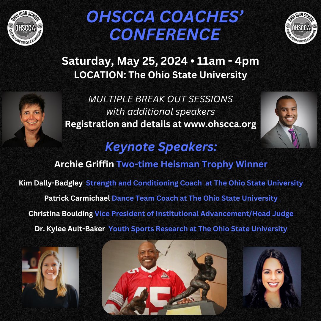 OHSCCA's tweet photo. We are excited to provide a great opportunity for our Ohio Coaches and  hope you can join us in May. See our website for registration and details! https://t.co/vjDkXVu9UO